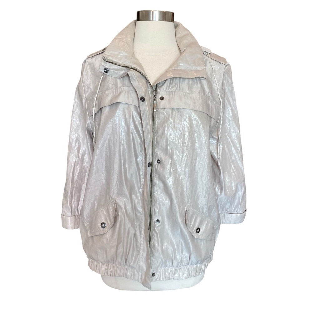 Chico’s Metallic Silver Windbreaker / Waterproof Jacket